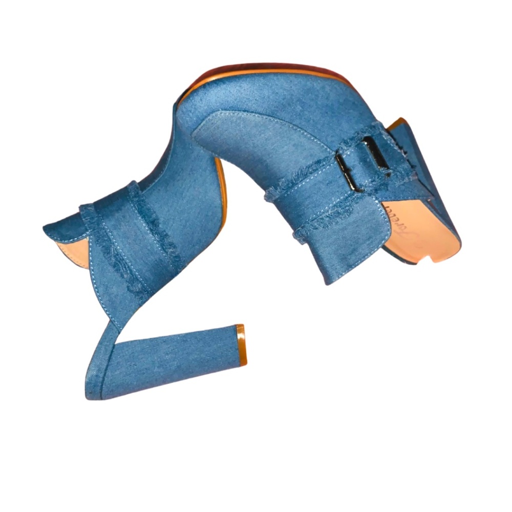 Denim Sandals Rounded Toe Heeled Pump - Picture 4 of 6
